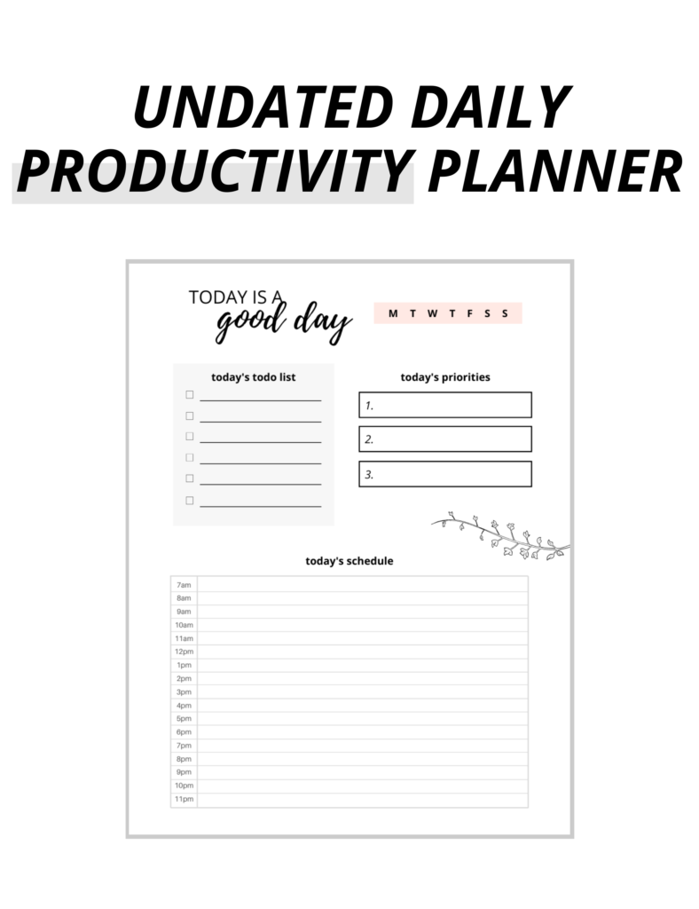 undated daily productivity planner