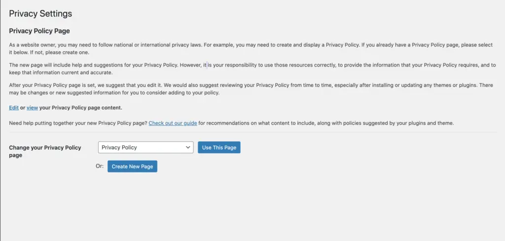 Creating a Privacy Policy page is super easy in WordPress