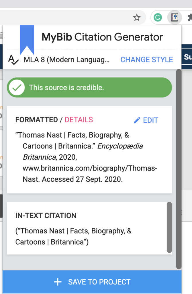 use mybib to generate citations automatically