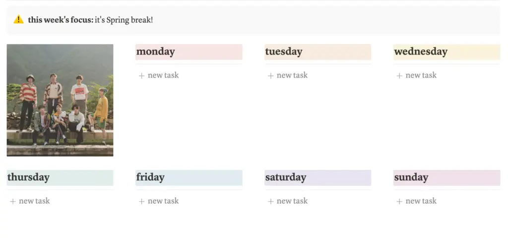 Weekly to do list in Notion