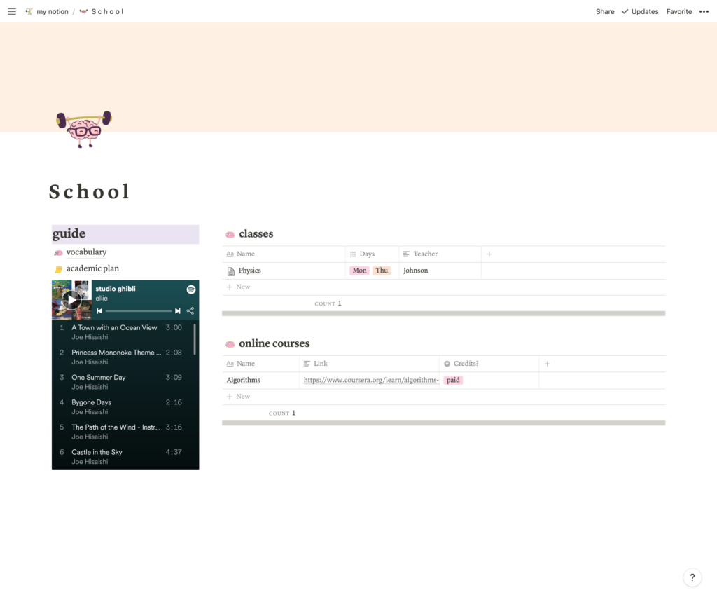 Organize your school life with Notion
